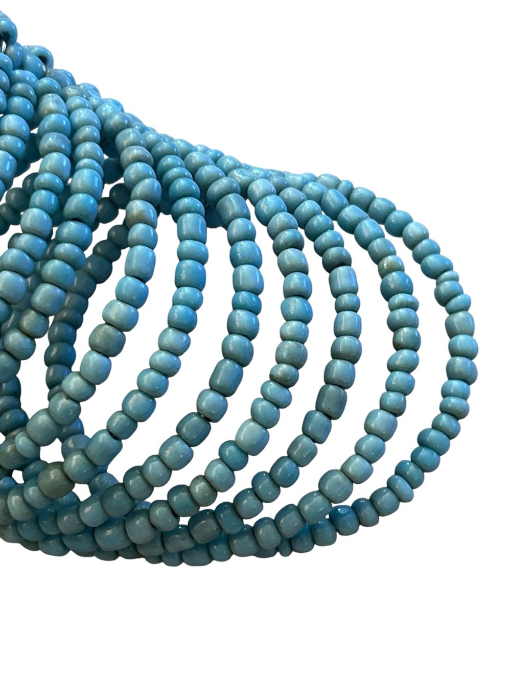 Turquoise seed bead 15 Multi-Strand Beaded Bracelet wire arm cuff blue - Picture 4 of 5